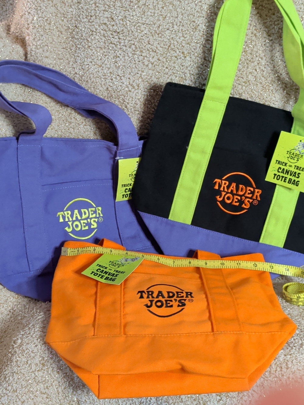 ✨ NWT Limited Edition Trader Joe's Halloween Mini Canvas Tote Bags - Set of 3 ✨